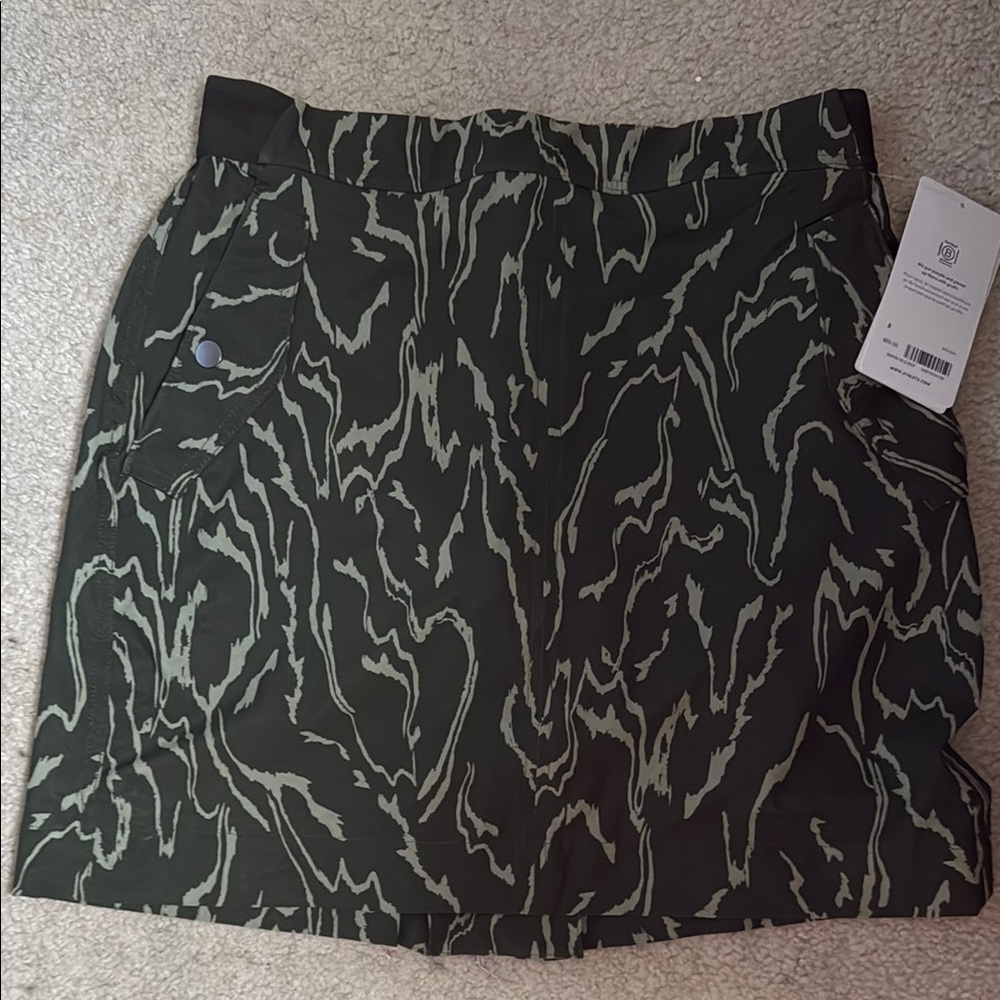 Athleta Dark Green Patterned Mini Skirt